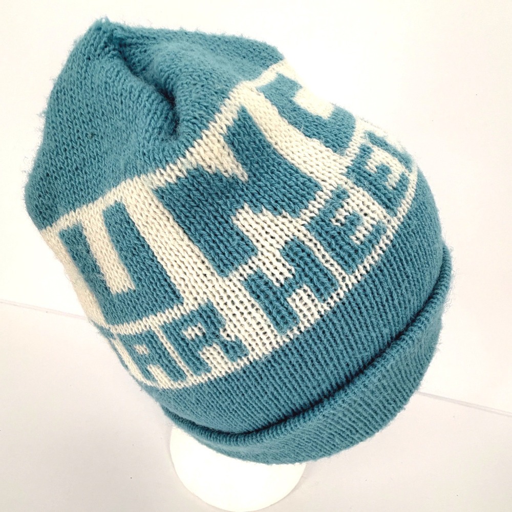 Vintage UNC North Carolina Tar Heels Knit Beanie Blue White Cuffed Winter Hat